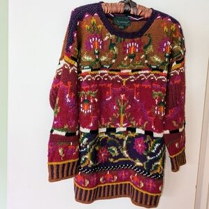 Vibrant & Vintage Beautiful Hand-Knitted Multicolor Cullinane Sweater Size S